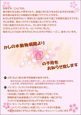春の予防のお知らせ